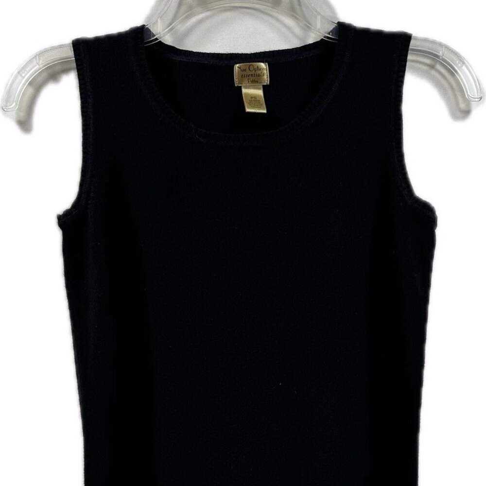 Nue Options Essentials Women Petite Black Sleeveless Pullover Top Ribbed Size PS